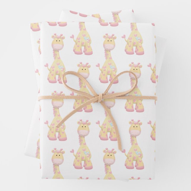 Adorable Giraffe Gift Wrap (In situ)