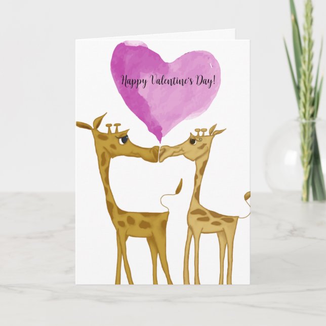 Adorable Giraffe Lovers Holiday Card (Front)