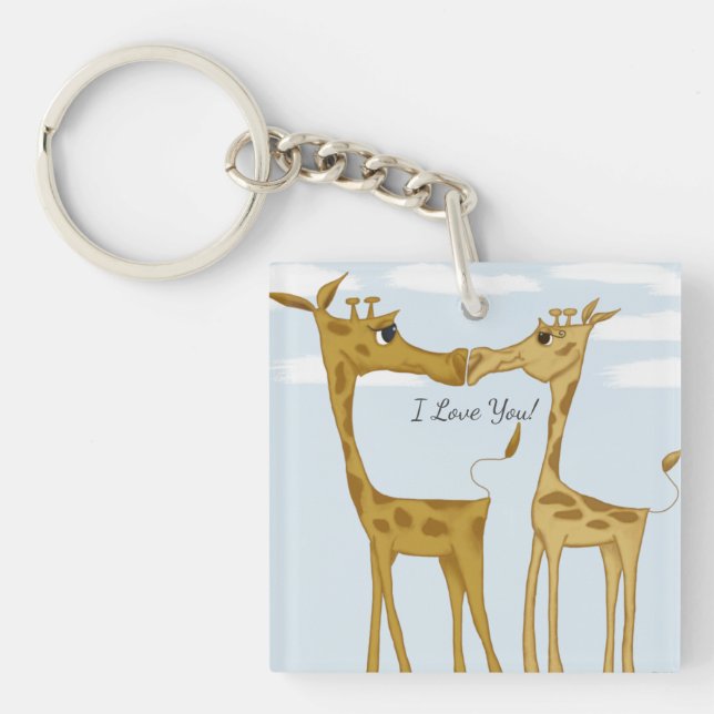 Adorable Giraffe Lovers  Key Ring (Front)