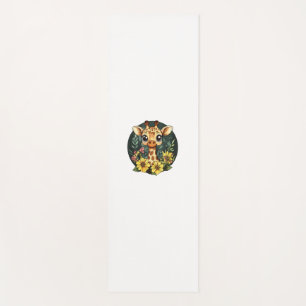 Adorable Giraffe Surrounded By Colourful Blooms Yoga Mat