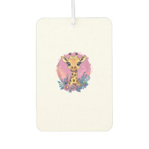 Adorable Giraffe Surrounded By Flowers _2 Car Air Freshener