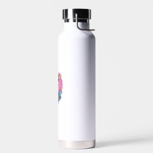 Adorable Giraffe Surrounded By Flowers _2 Water Bottle (Left)