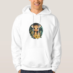 Adorable Giraffe Surrounded By Flowers _3 Hoodie