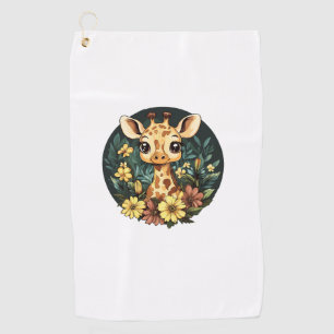 Adorable Giraffe Surrounded By Flowers  _4 Golf Towel