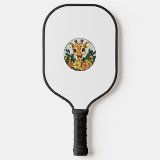 Adorable Giraffe Surrounded By Flowers _5 Pickleball Paddle