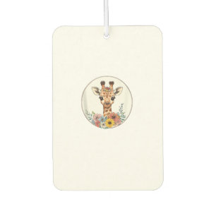 Adorable Giraffe With Flowers Car Air Freshener