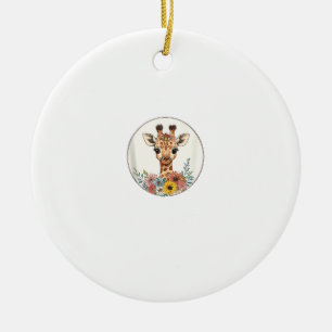 Adorable Giraffe With Flowers Ceramic Tree Decoration