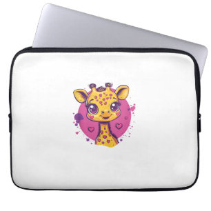 Adorable Giraffe With Hearts Cartoon Love Laptop Sleeve