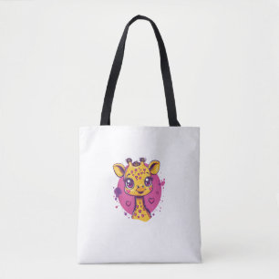 Adorable Giraffe With Hearts Cartoon Love  Tote Bag