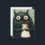 Adorable Girl and Her Monster Friend Fantasy Postcard<br><div class="desc">An adorable girl and her monster friend storybook fantasy AI generated art</div>