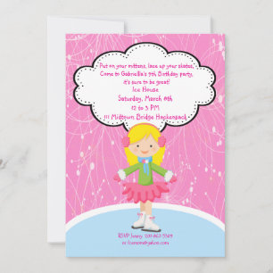 Adorable Girl Ice Skating Birthday Invitation
