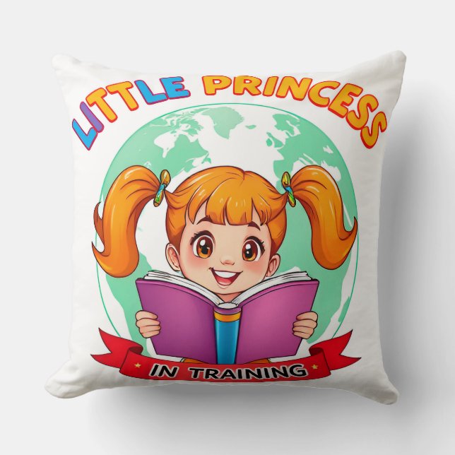 Adorable Girl Reading a Book Cushion (Front)