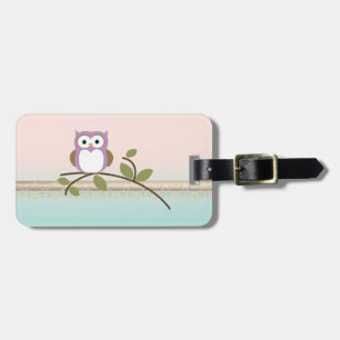 Adorable Girly Cute Owl,Personalised Luggage Tag