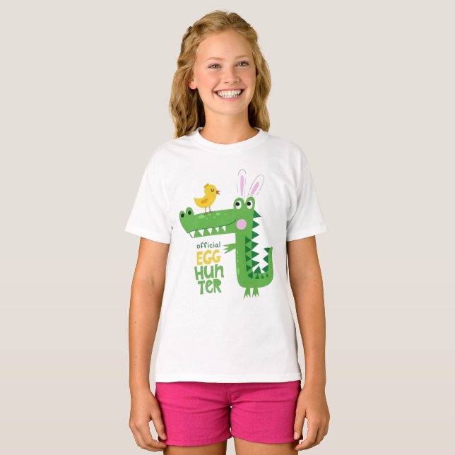 Adorable Girly Dinosaur Egg Hunter Tee  (Front Full)