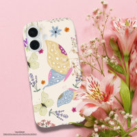 Adorable girly pink pastel botanical and butterfly