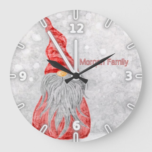 Adorable Gnome Bokeh Large Clock (Front)