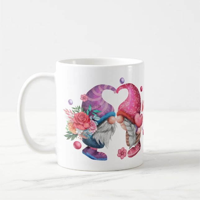 Adorable Gnome Couple Valentine's Day Coffee Mug (Left)