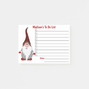Adorable Gnome Kids Personalised To Do List Post-it Notes