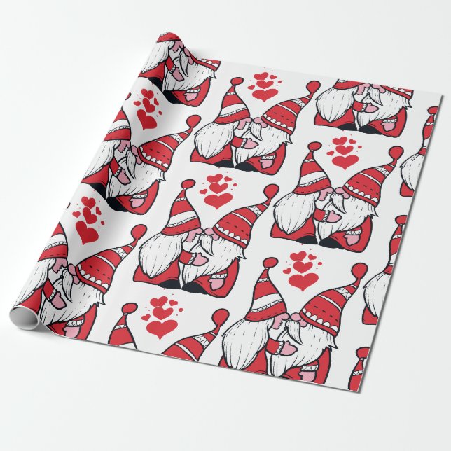 Adorable Gnome Kisses  Wrapping Paper (Unrolled)