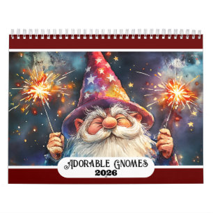 Adorable Gnomes 2025 Medium Two Page Calendar