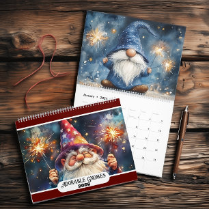 Adorable Gnomes 2025 Medium Two Page Calendar