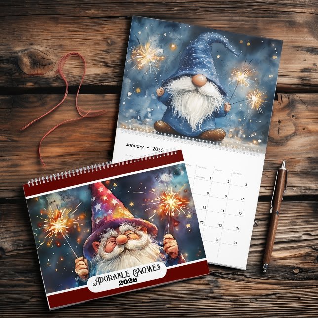 Adorable Gnomes 2026 Medium Two Page Calendar (Creator Uploaded)