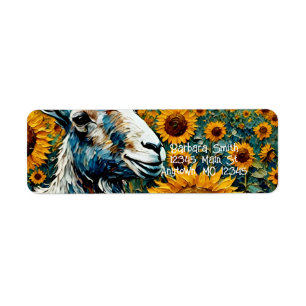 Adorable Goat in a Sunflower Field