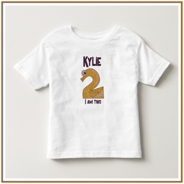 Adorable Gold & Dark Purple I AM TWO Toddler T-shi T-Shirt (Creator Uploaded)