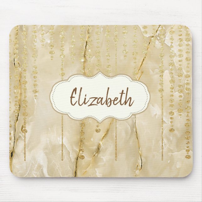 Adorable Gold Diamonds, Marble -Personalised Mouse Pad (Front)