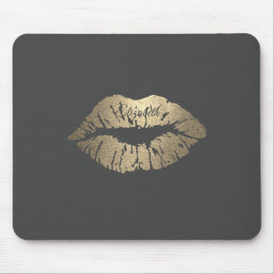 Adorable Gold Glitter Lips-Personalised Mouse Pad
