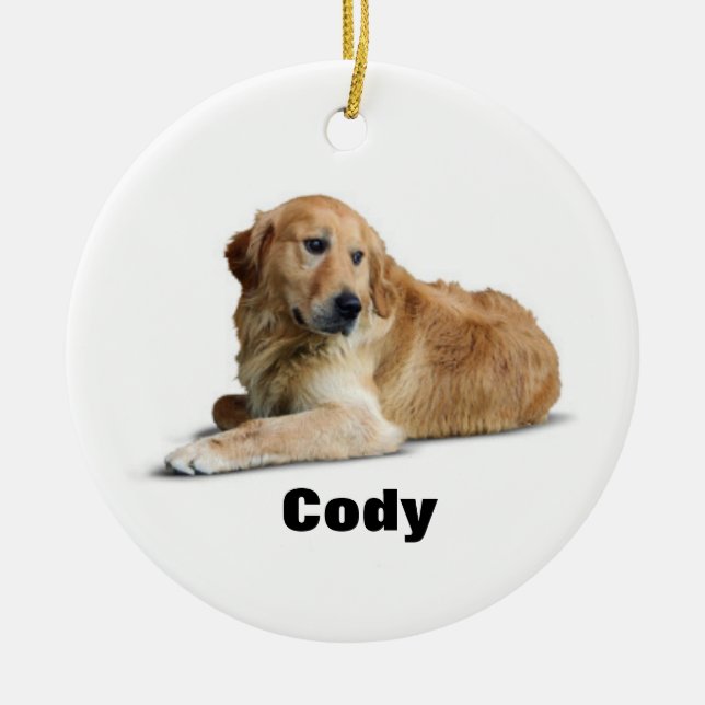 Adorable Golden Retriever Dog  Ornament (Front)