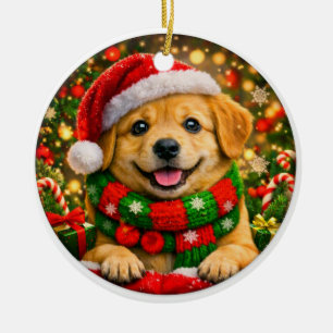 Adorable Golden Retriever Puppy Christmas Ornament