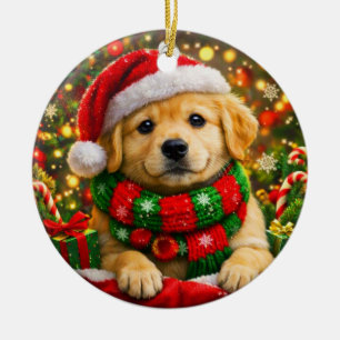 Adorable Golden Retriever Puppy Holiday Ornament