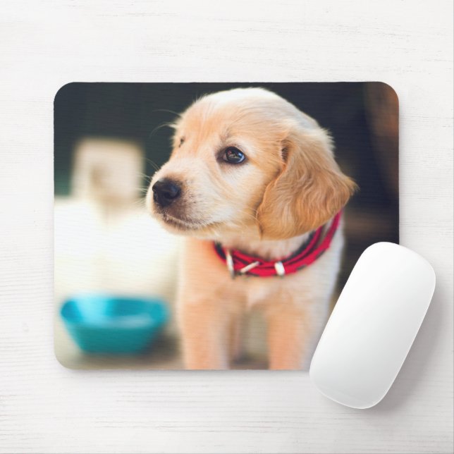 Adorable Golden Retriver Puppy Mouse Pad (With Mouse)