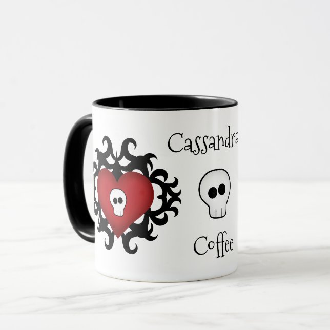 Adorable Goth skull heart Mug (Front Left)