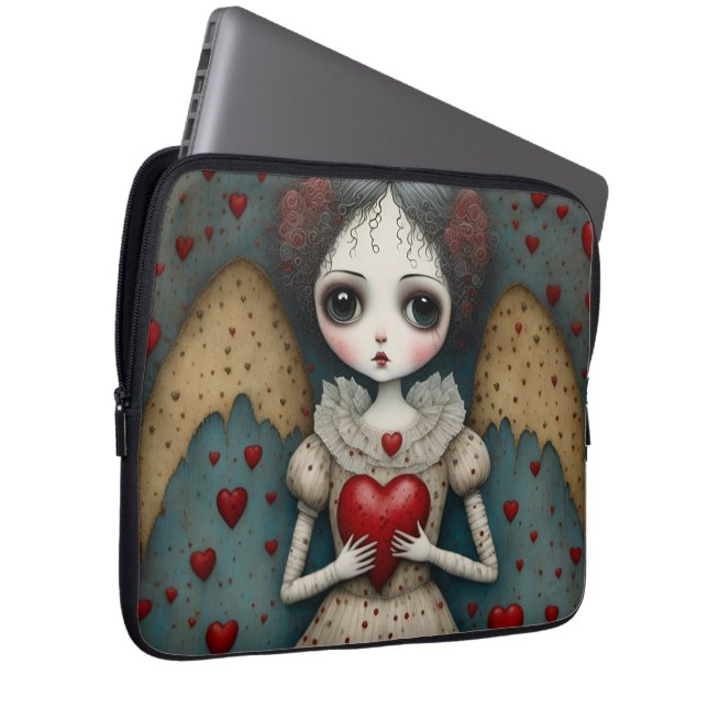 Adorable Gothic Valentine Doll Laptop Sleeve (Front Right)