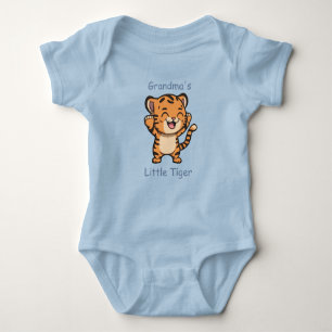 Adorable Grandma's Little Tiger Custom Blue Baby Bodysuit