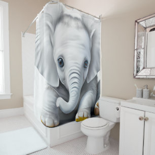 Adorable Gray Baby Elephant  Shower Curtain