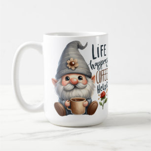 ADORABLE GRAY GNOME CUTE COFFEE SAYING MUG