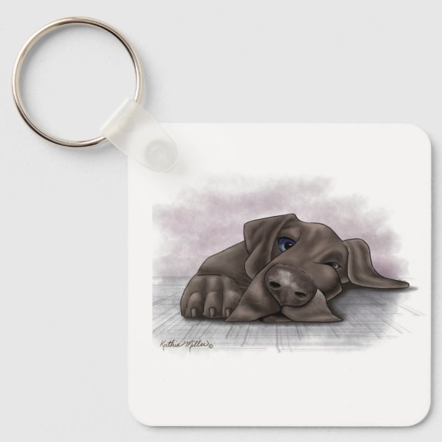 Adorable Great Dane Cartoon Key Ring (Front)