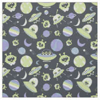 Adorable Green Aliens Space Ships UFO Kids