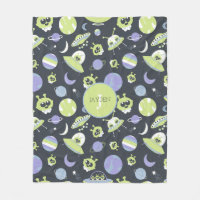 Adorable Green Aliens Space Ships UFO Kids