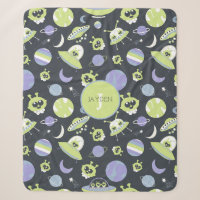 Adorable Green Aliens Space Ships UFO Kids