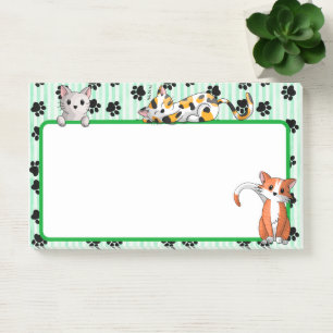 Adorable Green color with paws cute kittens 10"x6" Post-it Notes