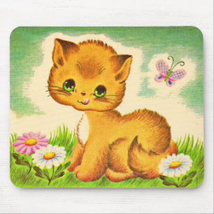 adorable green-eyed kitten mouse pad
