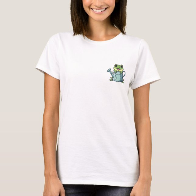 Adorable Green Frog Peeking Out T-Shirt (Front)
