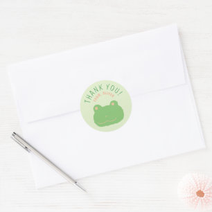 Adorable Green Frog Personalized Birthday Sticker