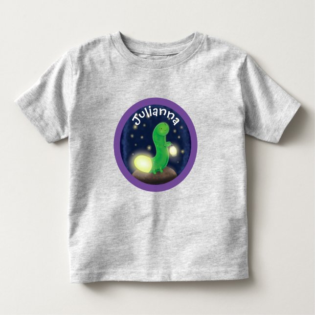 Adorable green glow worm cartoon illustration toddler T-Shirt (Front)
