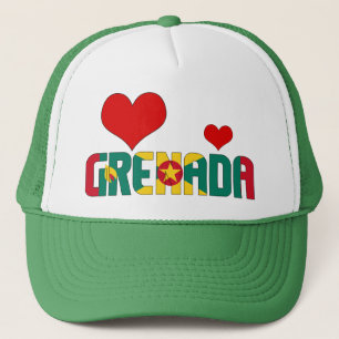 Adorable Grenada Flag Hearts Patriotic Trucker Hat