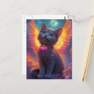 Adorable Grey Angel Kitten Postcard